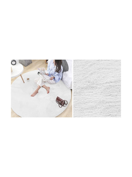 Strado Carpets Anti-slip Rug Round Shaggy White