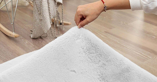 Strado Carpets Αντιολισθητικό Χαλί Στρογγυλό Shaggy White Φ120cm