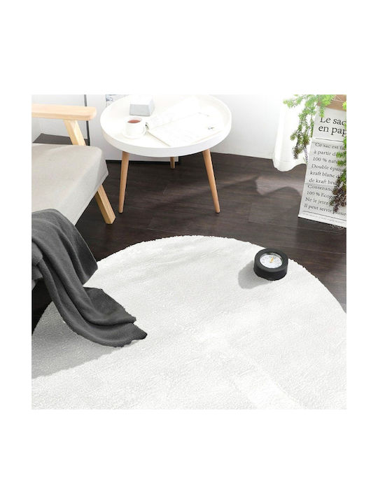Strado Carpets Anti-slip Rug Round Shaggy White