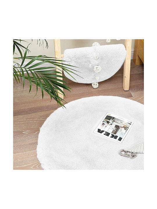 Strado Carpets Anti-slip Rug Round Shaggy White