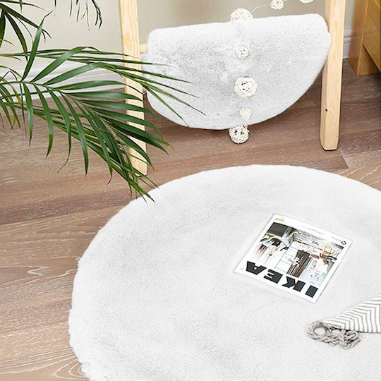 Strado Carpets Αντιολισθητικό Χαλί Στρογγυλό Shaggy White Φ120cm