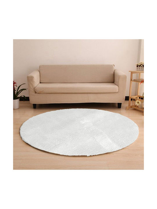 Strado Carpets Anti-slip Rug Round Shaggy White