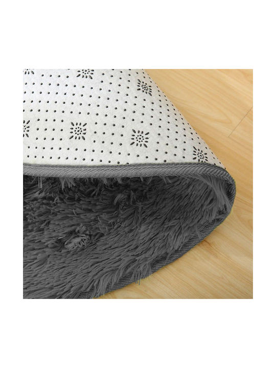 Strado Carpets Anti-slip Rug Round Shaggy Grey
