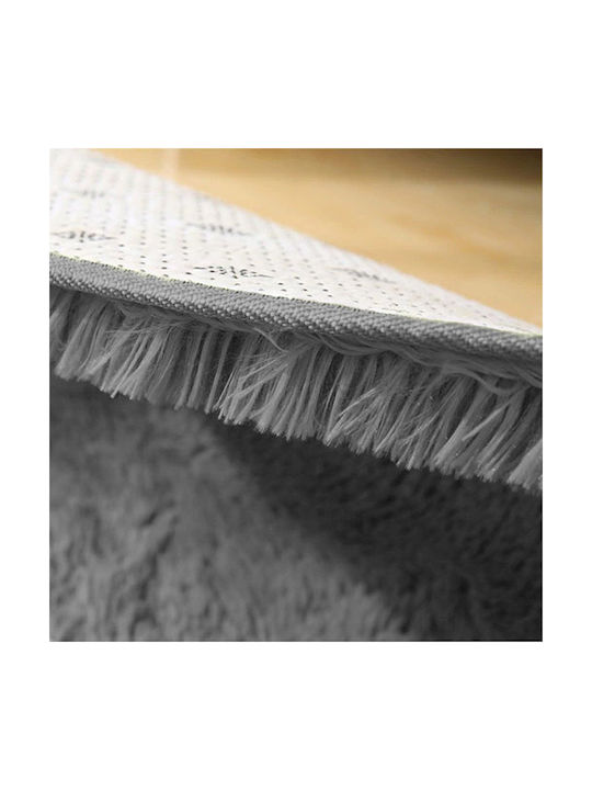 Strado Carpets Anti-slip Rug Round Shaggy Grey