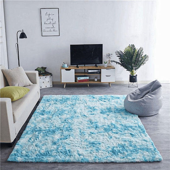 Strado Carpets Ombre Αντιολισθητικό Χαλί Ορθογώνιο Shaggy Light Blue 200x200cm