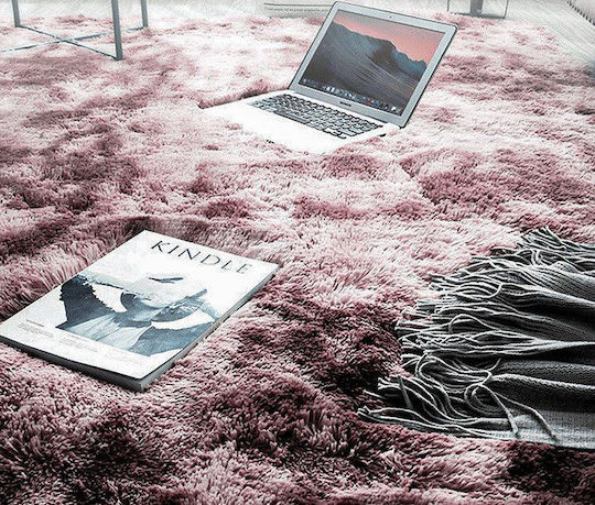 Strado Carpets Rutschfest Teppich Rechteckig Synthetisch,Polyester/Cotton/Leather Rosa