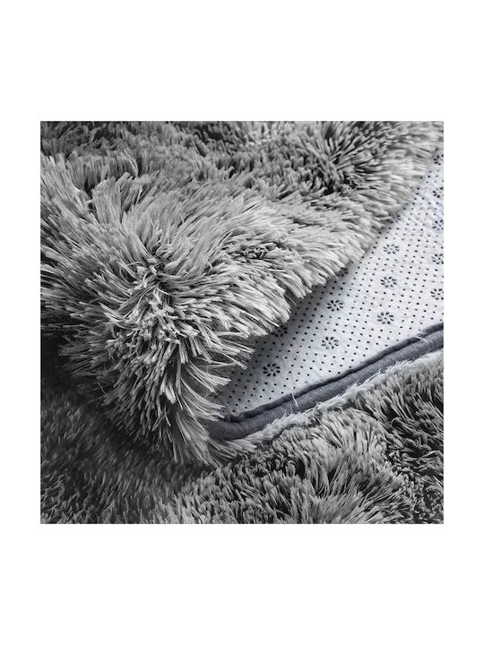Strado Carpets Rug Round Shaggy Silver