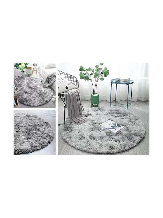 Strado Carpets Rug Round Shaggy Silver