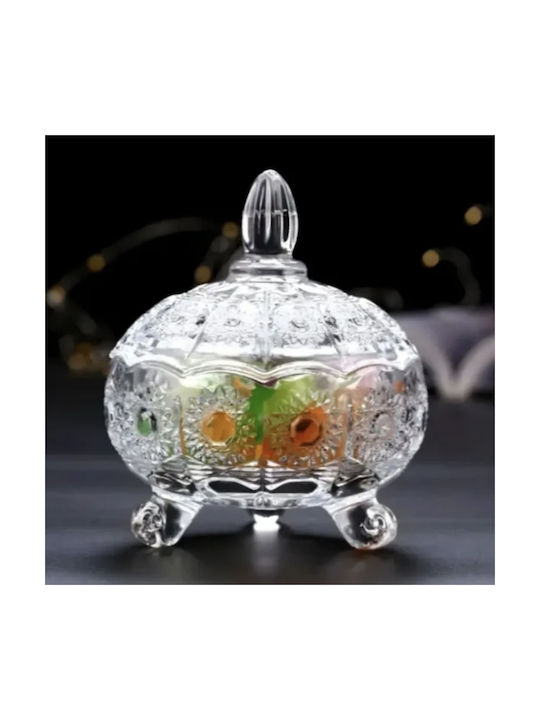 Vintage Glass Sweet Jar with Lid and Foot Transparent Vintage Glass Sweet Jar with Lid and Foot Transparent
