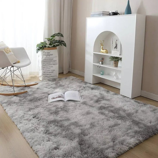 Strado Teppich Rechteckig Zottelig Synthetisch,Polyester/Cotton/Leather Light Gray