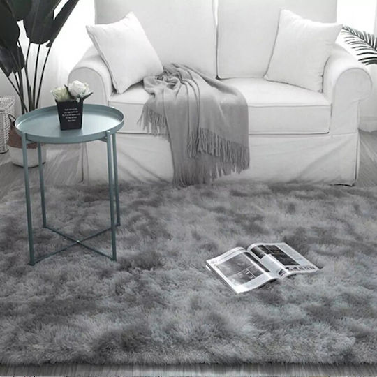 Strado Teppich Rechteckig Zottelig Synthetisch,Polyester/Cotton/Leather Light Gray