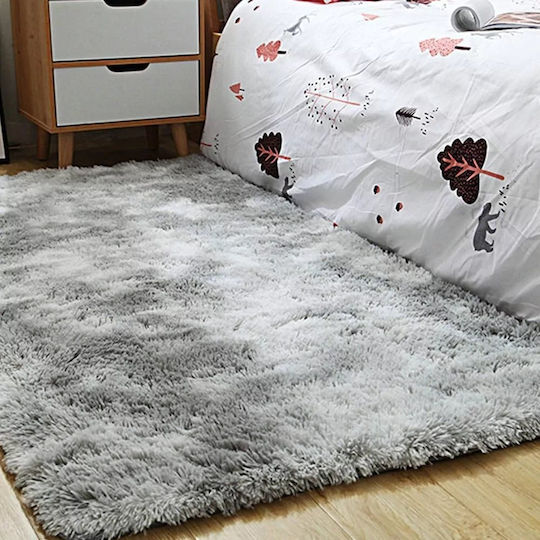 Strado Teppich Rechteckig Zottelig Synthetisch,Polyester/Cotton/Leather Light Gray