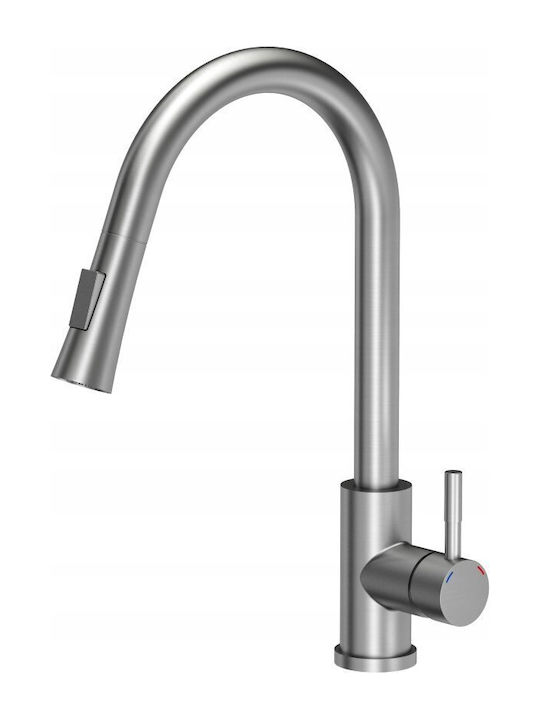 Kuchinox 50 Επικαθήμενος Νεροχύτης Αριστερός Inox Σατινέ Μ80xΠ50cm Ασημί