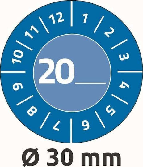 Avery Blue Inspection Label Ø30 Mm Year 20__ Blue Vinyl Refill 10 Sheets X 8 Pieces