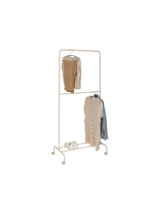 Metallic Double Floor Standing Hanger Beige 81x44.5x179.5cm