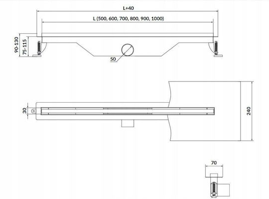 Cersanit Siphon Shower Gray