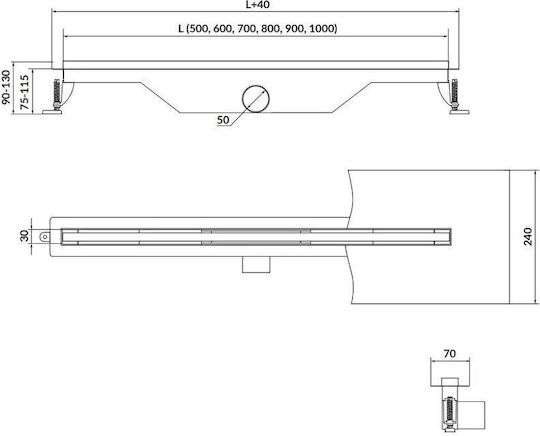 Cersanit Channel Shower Gray