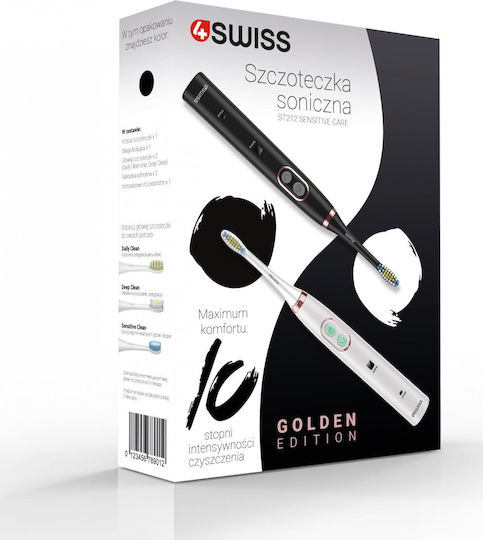 4Swiss St212 Golden Edition Ηλεκτρική Οδοντόβουρτσα με Αισθητήρα Πίεσης και Θήκη Ταξιδίου Λευκή