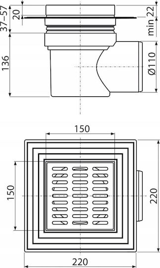 Alcaplast Σχάρα με Μήκος 150εκ. Γκρι
