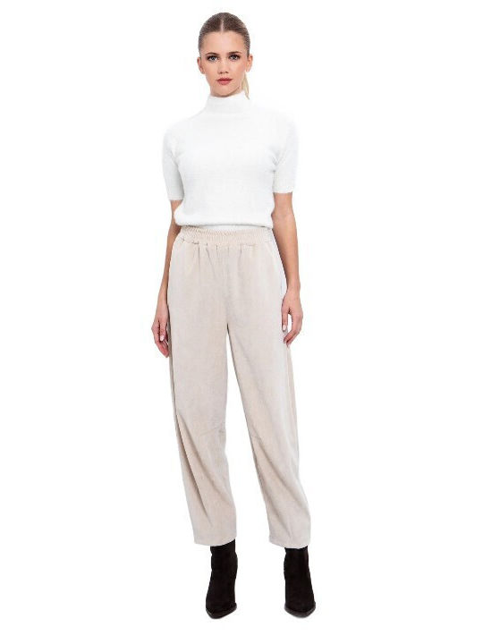 Women's Fabric Trousers Ecru