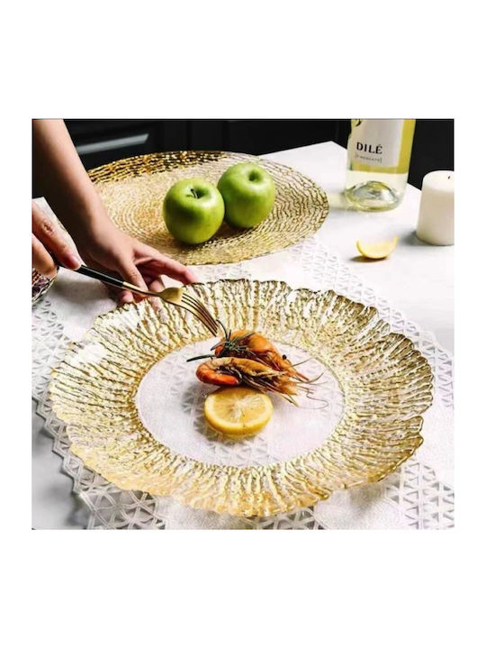Glass Christmas Platter 30 Cm Gold