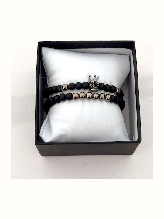 Velve Men's Bracelet Set made of Silver with Zircon