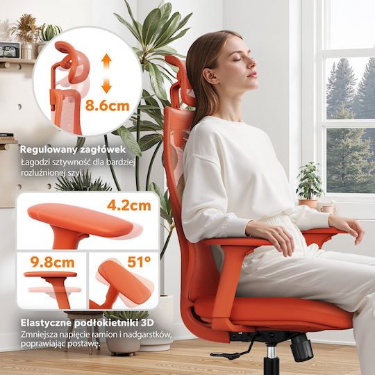 SENSE7 Moyo Καρέκλα Γραφείου με Ρυθμιζόμενα Μπράτσα Orange SENSE7 Moyo Καρέκλα Γραφείου με Ρυθμιζόμενα Μπράτσα Orange