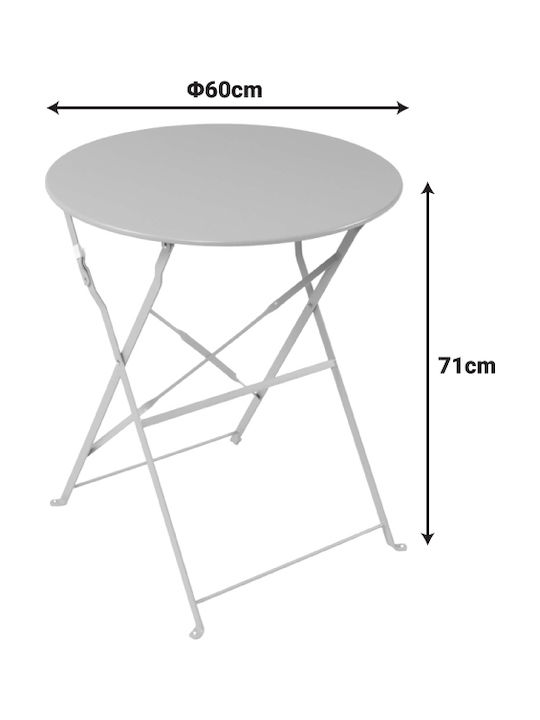 Bistro Sitting Room Outdoor Foldable Metal Table Anthracite Shade 60x60x71cm