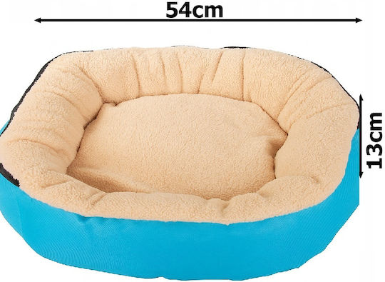 Pat Pentru Câini și Pisici Zola Cu Baldachin Detasabil 54 X 13 Cm Material Moale Rotund Albastru Crem