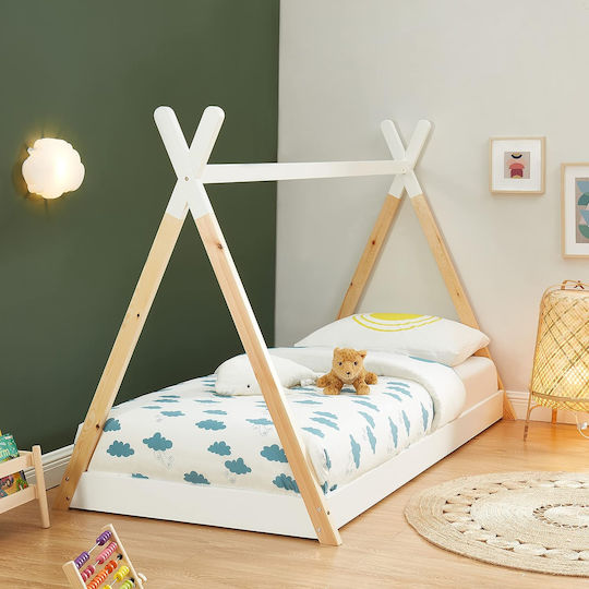 Munk Παιδικό Κρεβάτι Montessori Κλασικό Μονό με Στρώμα Μπεζ 90x190cm