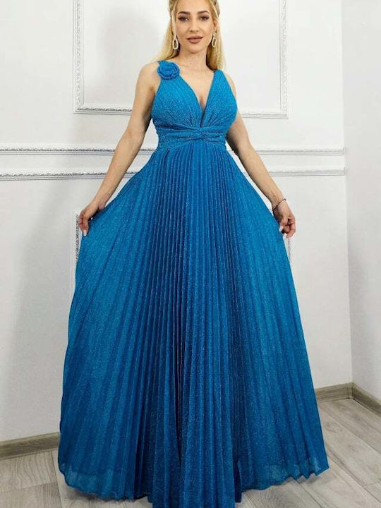 Satin Damenkleid Abend Hellblau