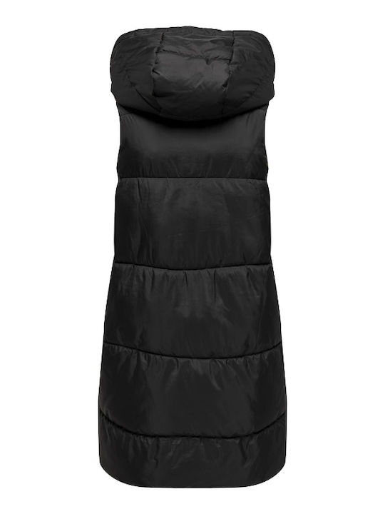 Women's Long Puffer Jacket for Winter with Hood Black