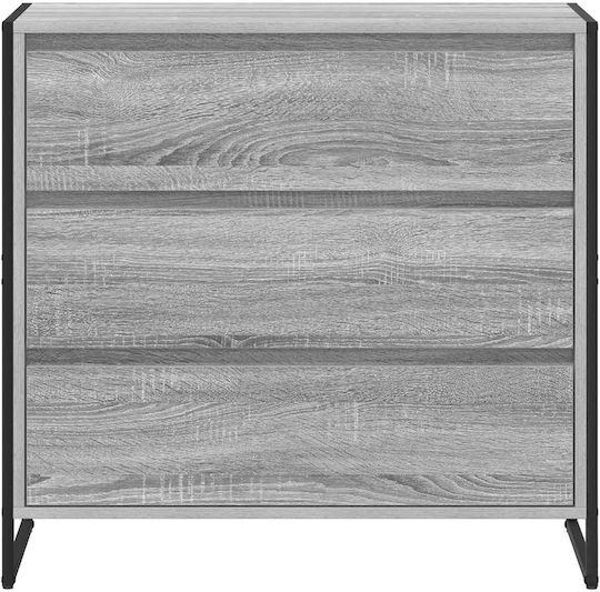 Wooden & Metallic Chest of Drawers Gray Sonoma 79x36x75.5cm