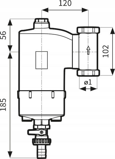 Afriso Far 202 Chrome Plated Dirt Separator Magnet Drain Valve Movable Connections Rp1'' Maximum Flow 2.5 M3/h