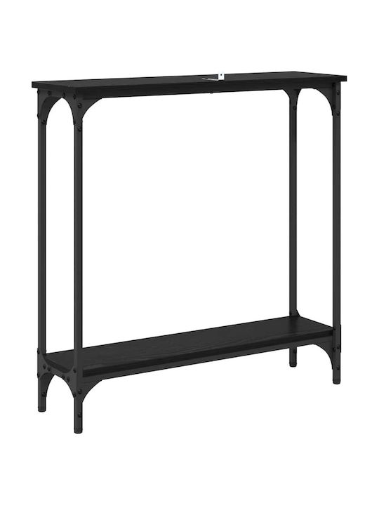 Console Table Wood & Metal Black Beech L75xW22.5xH75cm