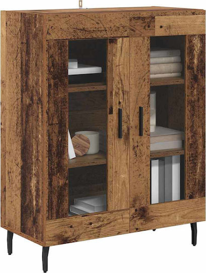 Living Room Display Cabinet from Particle Board with Brown Glass 69.5x34x90cm
