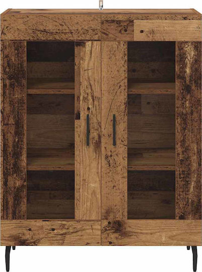 Living Room Display Cabinet from Particle Board with Brown Glass 69.5x34x90cm