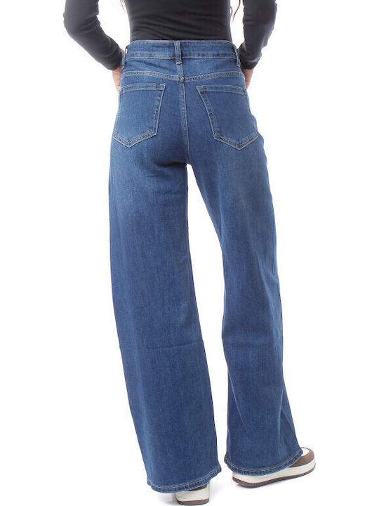 Μπλε Wide Leg Ψηλόμεσο Τζιν Παντελόνι
