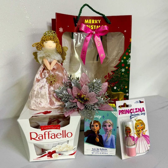 Pachet De Crăciun Raffaello Praline 150g Apă De Toaletă Înghețată 30ml Balsam De Buze Princezna 4.8g Decorațiuni De Crăciun Ambalate În O Geantă Cu Imprimeu De Sărbători