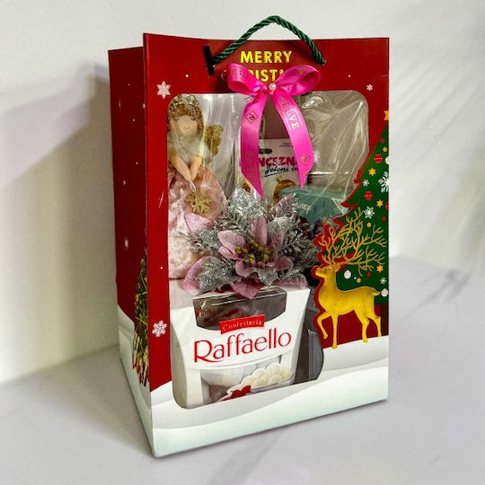Pachet De Crăciun Raffaello Praline 150g Apă De Toaletă Înghețată 30ml Balsam De Buze Princezna 4.8g Decorațiuni De Crăciun Ambalate În O Geantă Cu Imprimeu De Sărbători