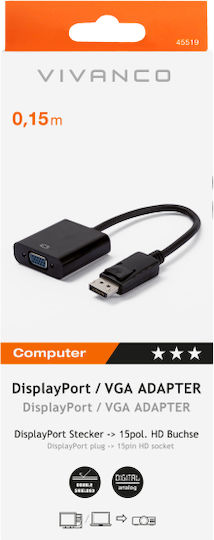 Vivanco Convertor DisplayPort / VGA masculin în DisplayPort / VGA feminin 1buc
