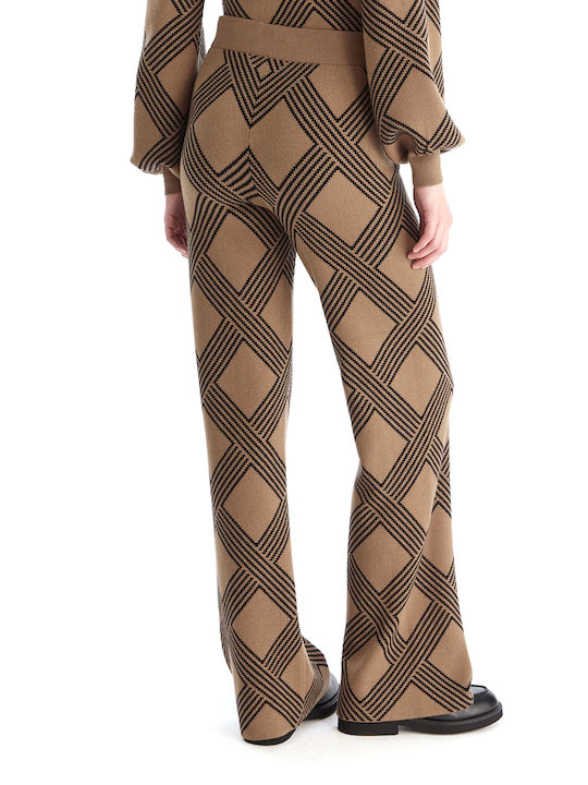 Only Damen Hoch tailliert Stoff Hose mit Gummizug Straight COCOA-CREME