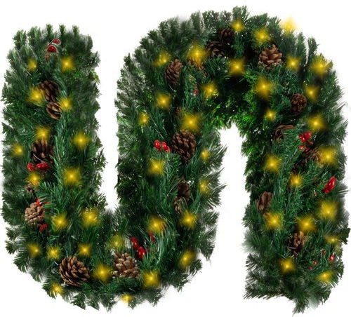 Crăciun Ghirlande Iluminată Plastică Verde 270x28cm 1buc