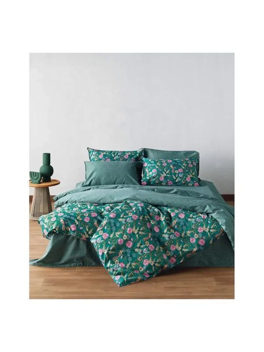 Kentia Aperry A Pillowcase Set Oxford Green - White 50x70cm.