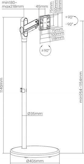 Maclean Energy MC-970W Стойка за телевизор Под до 35" Бял