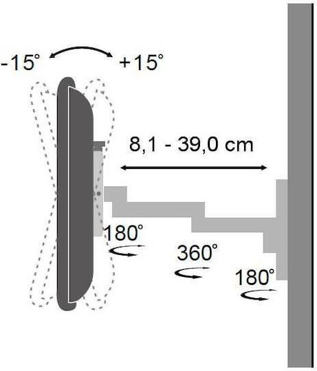 Techly ICA-LCD 104 Βάση Τηλεόρασης Τοίχου με Βραχίονα έως 30" και 15kg