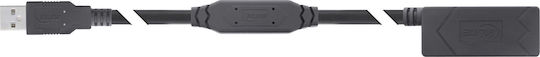 Manhattan USB 2.0 Cable USB-A Male - USB-A Female Black 25m