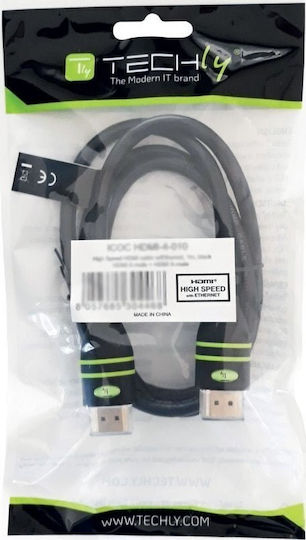 Techly Cable HDMI male - HDMI male 2m Μαύρο