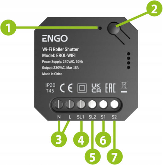 Engo Controls Erol-wifi Wi-fi Roller Shutter Controller Engo Smart Flush-mounted System