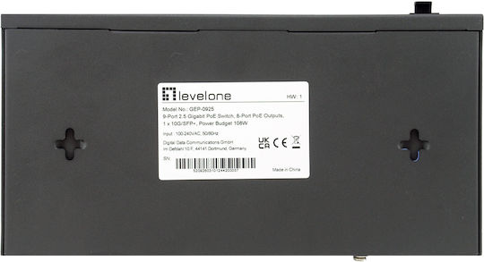 Level One GEP-0925 Unmanaged L2 PoE+ Switch με 8 Θύρες Ethernet και 1 SFP Θύρα